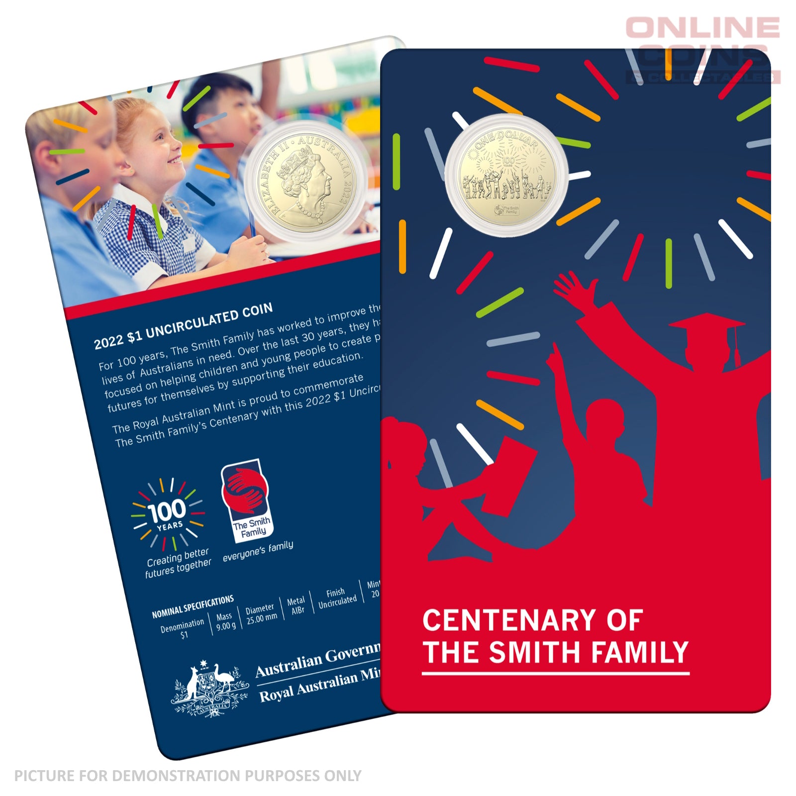 2022 $1 AlBr Uncirculated Carded Coin - Centenary Smith Family